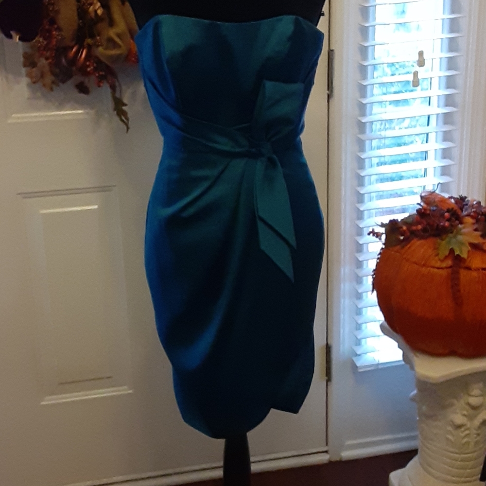 Alfred Angelo sweetheart neckline teal short dress evening formal size 0…EUC